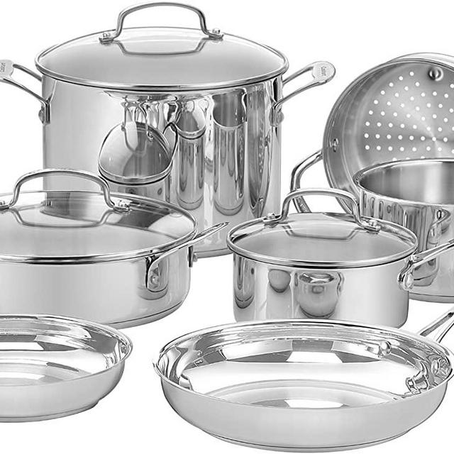 Cuisinart Chef's Classic Stainless Steel 11-Piece Cookware Set, Silver