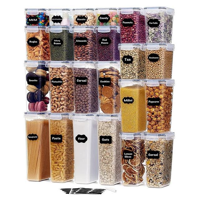 Airtight Food Storage Containers with Lids, CASA LINGO Large Pantry  Organization and Storage for Bulk Food Dry Food Cereal, Set of 4 Plastic  Food