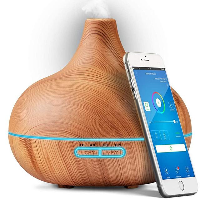 Smart WiFi Wireless Essential Oil Aromatherapy Diffuser - Works with Alexa & Google Home – Phone App & Voice Control - 400ml Ultrasonic Diffuser & Humidifier - Create Schedules - LED & Timer Settings