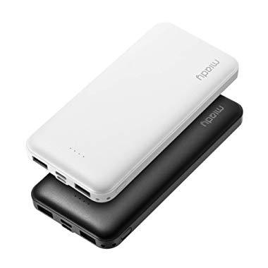 2-Pack Miady 10000mAh Dual USB Portable Charger, Fast Charging Power Bank with USB C Input, Backup Charger for iPhone X, Galaxy S9, Pixel 3 and etc