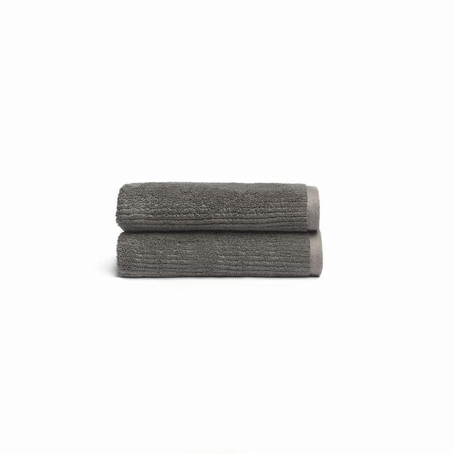Cozy Earth Ribbed Hand Towel Set - 60% Cotton 40% Viscose from Bamboo Hand Towels - Soft & Absorbent Textured Ribbed Pattern - 2 Pack Charcoal
