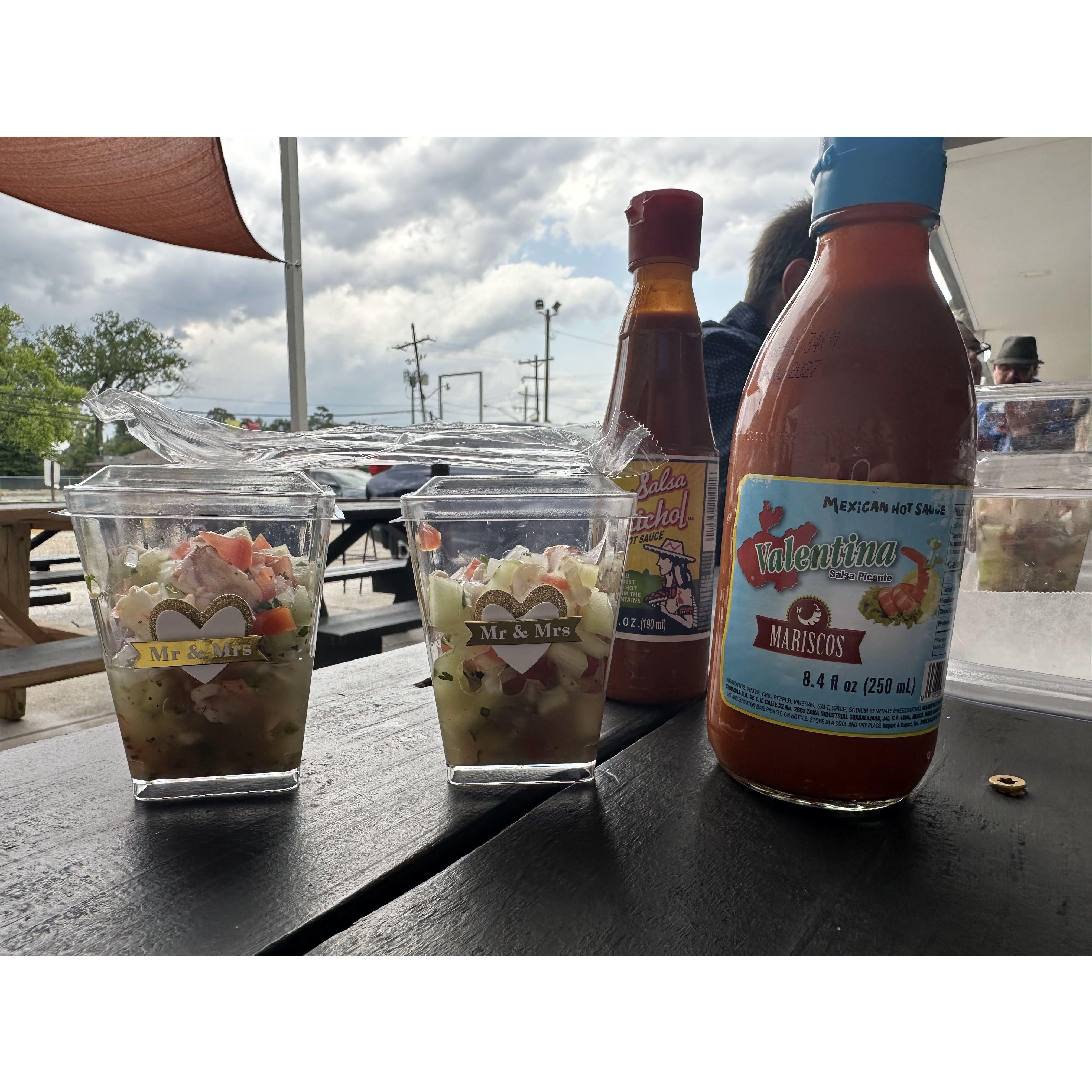 Celeste added home-made ceviche!