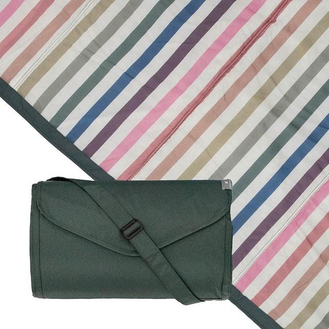 Little Unicorn – Chroma Rugby Stripe Indoor/Outdoor Blanket | 100% Polyester | Water Resistant | Simple Clean | Wipeable Material | Easy to Carry | Babies and Toddlers | Machine Washable | 5’ x 10’