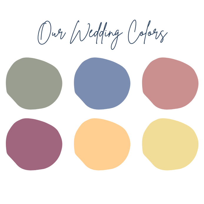 These are our wedding colors! You can wear whatever you would like, but can use these as inspiration if you want!