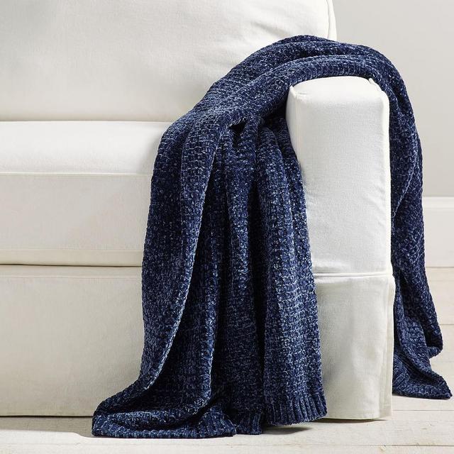 Phinney Chenille Throw, 55 x 80", Navy