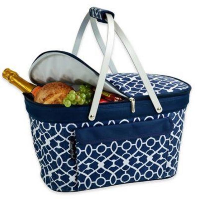 Picnic at Ascot Trellis Insulated Market Basket in Blue