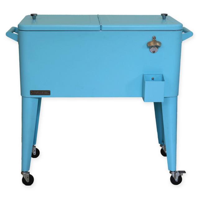 Permasteel 80 Qt. Rolling Patio Cooler Cart in Blue