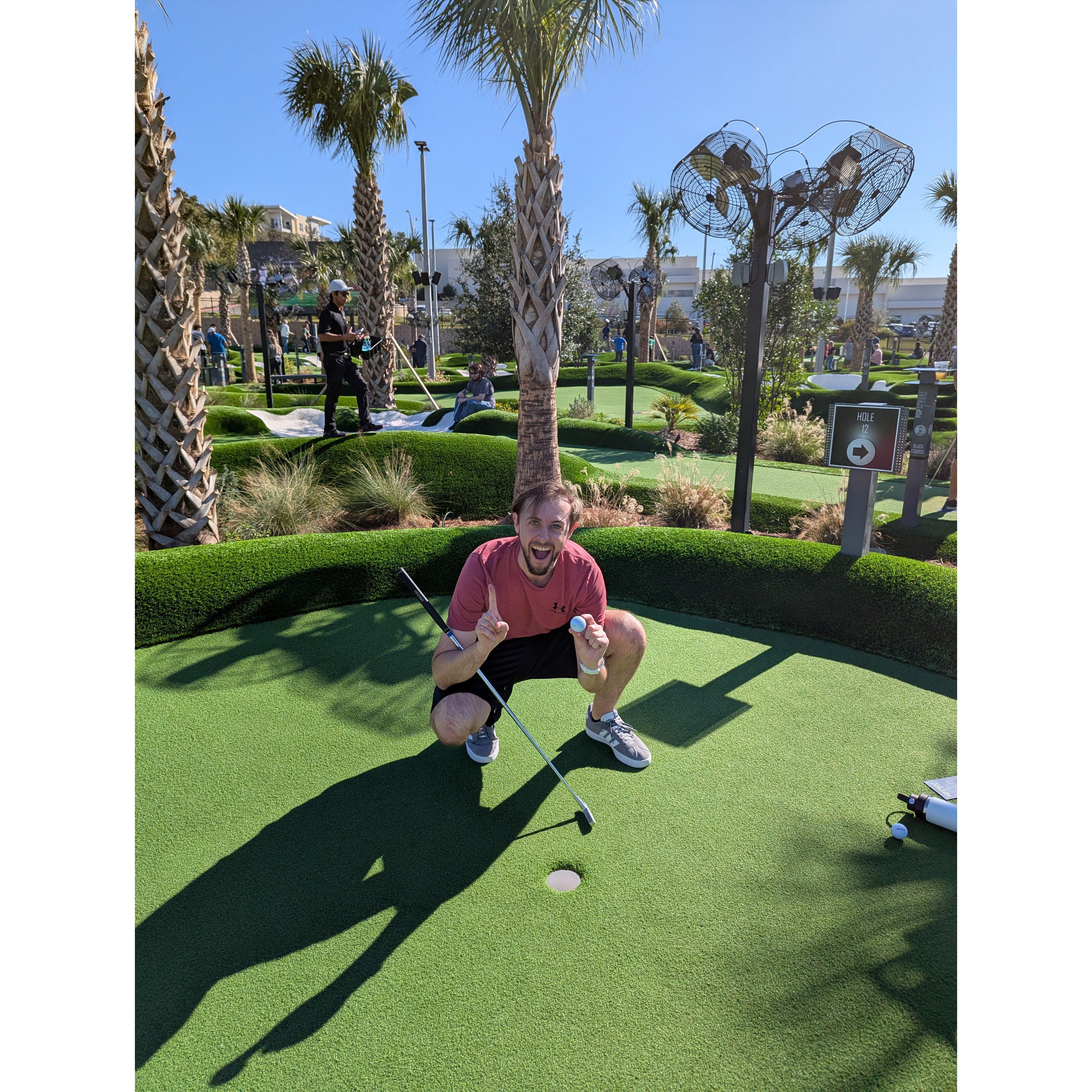 Alex got a hole in one!