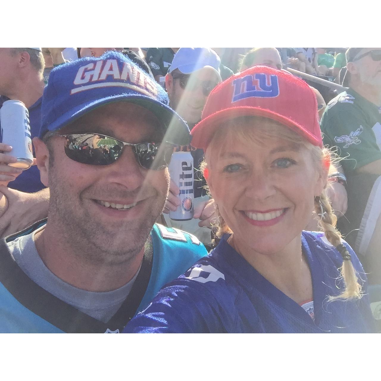 We support each other...........ALWAYS (even when our lives are at risk). Braving a Giants/Eagles game IN Philadelphia