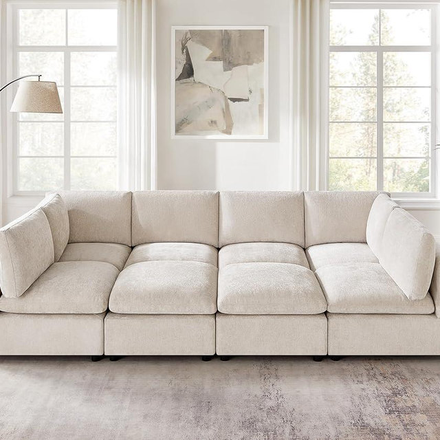 VANOMi Modular Sectional Sofa, Convertible Sofa Couch Modular Sofa with Ottoman, Sectional Sofas for Living Room Small Apartments