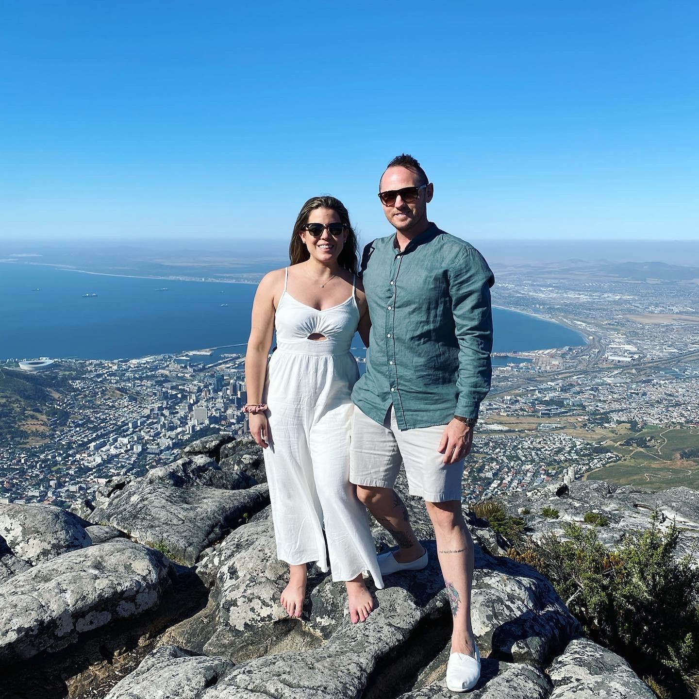 On top of table mountain in Cape Town.