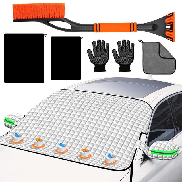 COFSODI Winter Windshield Covers for Ice and Snow&Winter Car Essentials, Car Anti-Snow Cover, Snow Windshield Cover Automotive Exterior Accessories，Free Car Snow Shovel, Towel, and Gloves.
