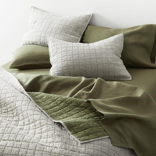 Belgian Flax Linen Moss Full/Queen Quilt