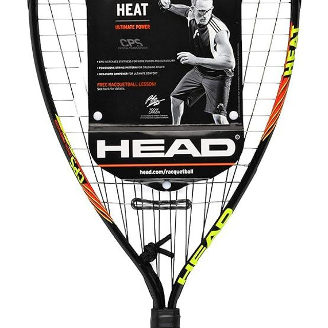 HEAD CPS Heat Racquetball Racquet – Pre-Strung Beginner Racquet with CPS Power Technology, Lightweight Frame, Damp Plus Vibration Control