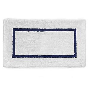 Kassatex Baratta Turkish Cotton Bath Rug in White/Navy