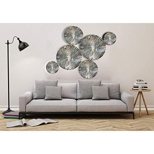 Decorlives Set of 6 pcs Mirror Finish Sunburst Aluminium Wall Sculpture Decorative 6 Pcs Mirror Finish Handmade Metal Wall Art Sculpture Wall Decor and Hanging Wall Hanging Wall Art And Wall Decor