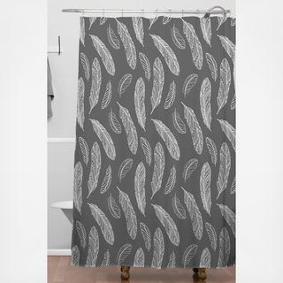 Floating Feathers Dark Gray Shower Curtain