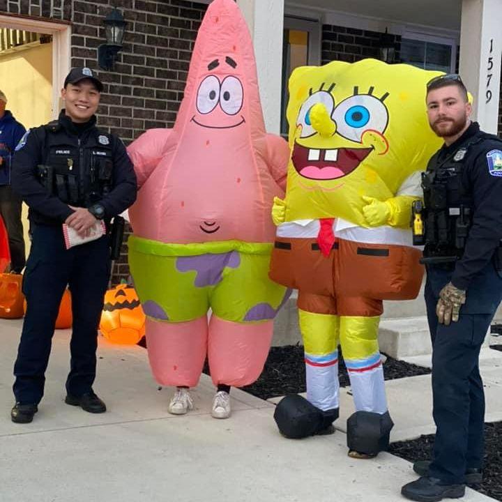 Dressed up as Spongebob and Patrick one year for Halloween. Cops showed up and asked to take a picture with us! LOL!