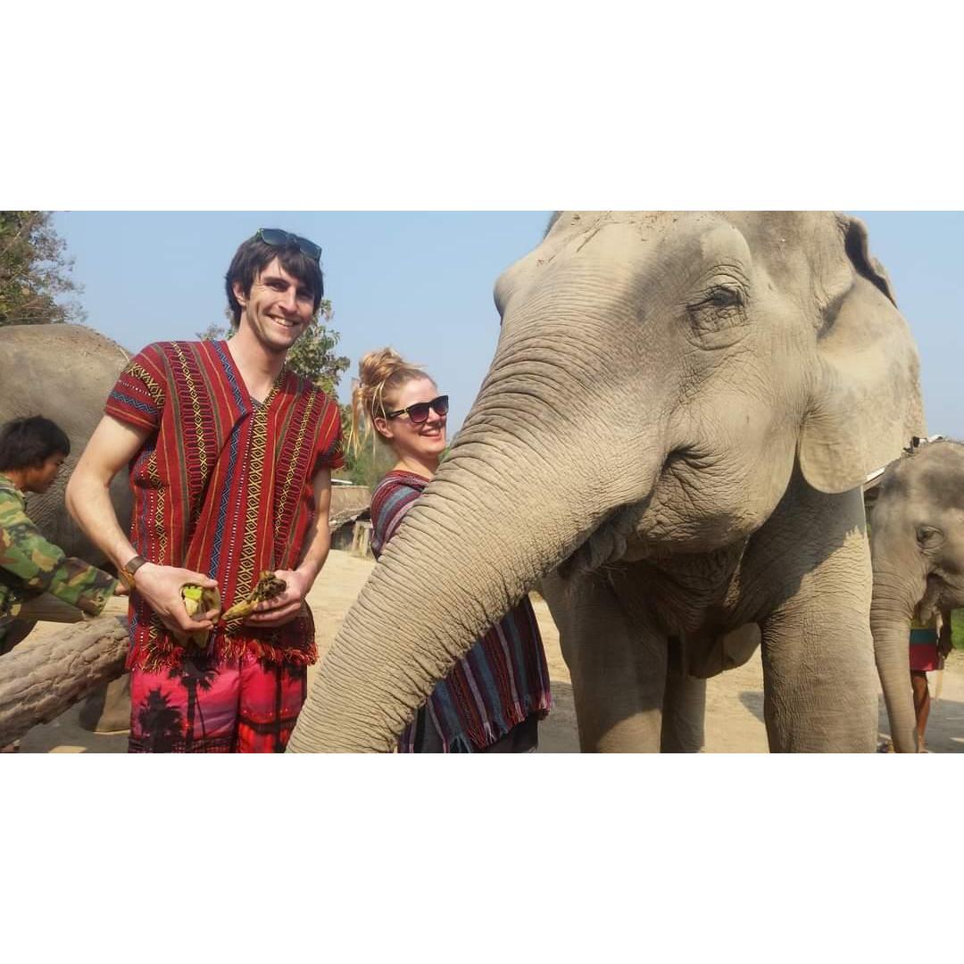 March 2018: Thailand. Booked 2 months into dating. It included a missed flight, tuk-tuk drivers calling Nick a "cheap-cheap" for not wanting a costum-made suit, snorkeling, and elephants.