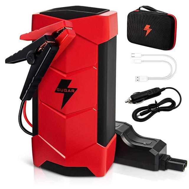 15000mAh Jump Starter for 12V Car,1000A Peak Portable Car Battery Charger - Auto Battery Booster Power Pack with Unique Jumper Cable，Quick Charge ,Compass and Built-in LED Flashlight(Red)