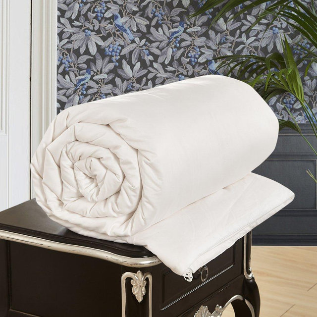 LilySilk All Season White Silk Comforter with Cotton Covered-Silk Weight:1.75kg 100% Silk Duvet Quilt Queen 87x90 Inches Breathable