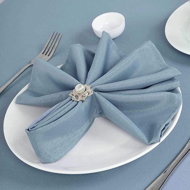 Efavormart Pack of 25 Premium Dusty Blue 20" x 20" Washable Polyester Napkins Great for Wedding Party Restaurant Dinner Parties