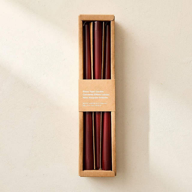 Signature Wax Tapers, Plum, Set of 6
