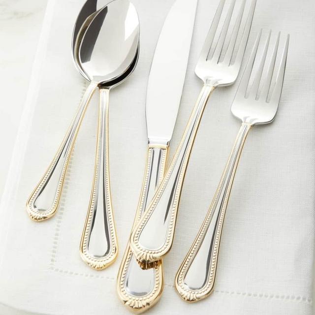 Mikasa 65-Piece Gold Regent Bead Flatware Service
