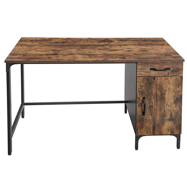 VASAGLE Computer Desk, Writing Study Table with Drawer and Cabinet for Home Office, 51 Inches Industrial Style PC Laptop, Simple Assembly, Black Metal Frame, Rustic Brown ULWD51X