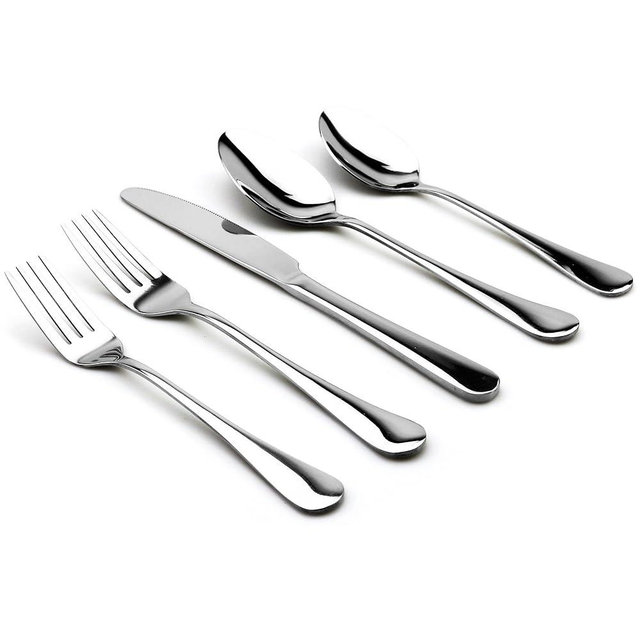 JANKNG 30-Piece 18/0 Stainless Steel Classical Flatware Set, Mirror Polishing Silver, Service for 6