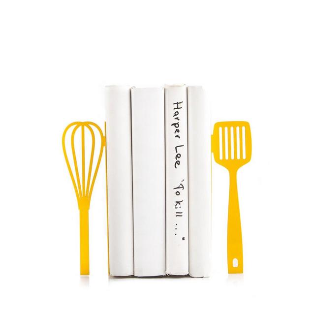 Gift for a chef Yellow Spatula and whisk bookends // kitchen stands for cookbooks // kitchen decorating ideas // FREE WORLDWIDE SHIPPING //