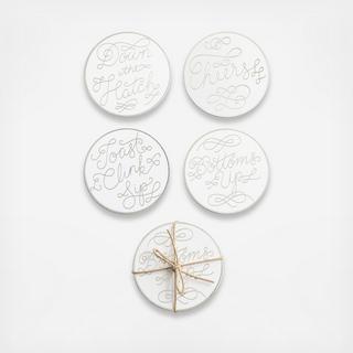 Just Married Assorted Coaster, Set of 8