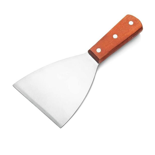 New Star Foodservice 38309 Wood Handle Slant Edge Grill Scraper, 4-Inch x 8.5-Inch