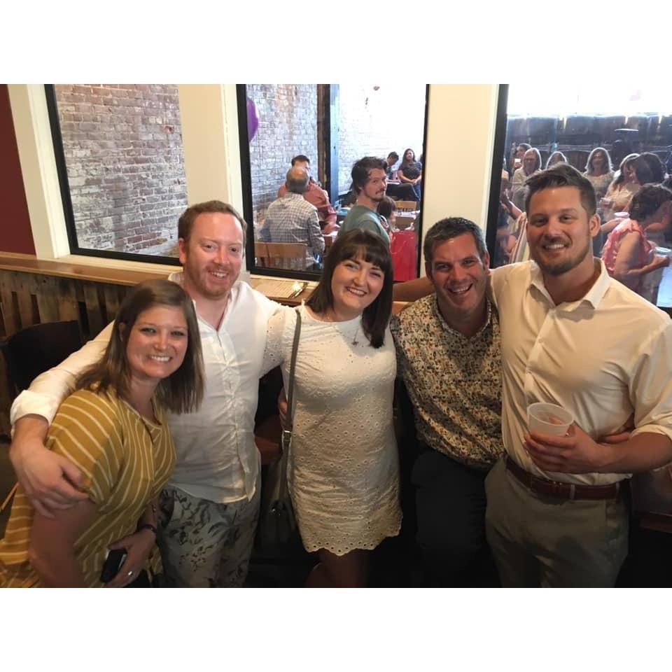 Lindsey, Brendan, Jenny, Paul, and Patrick at Patrick's 30th Birthday.