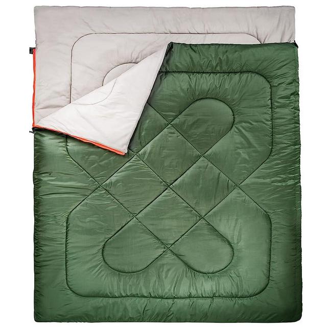 Amazon Basics 3-Season 40 Degree F Sleeping Bag for Camping and Hiking, Two Person Queen Sized, Olive Green
