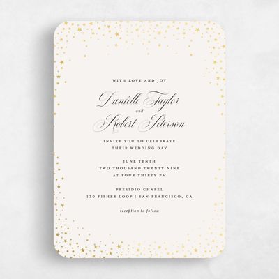 Beige Rounded Wedding Invitation - Emery Classic Foil