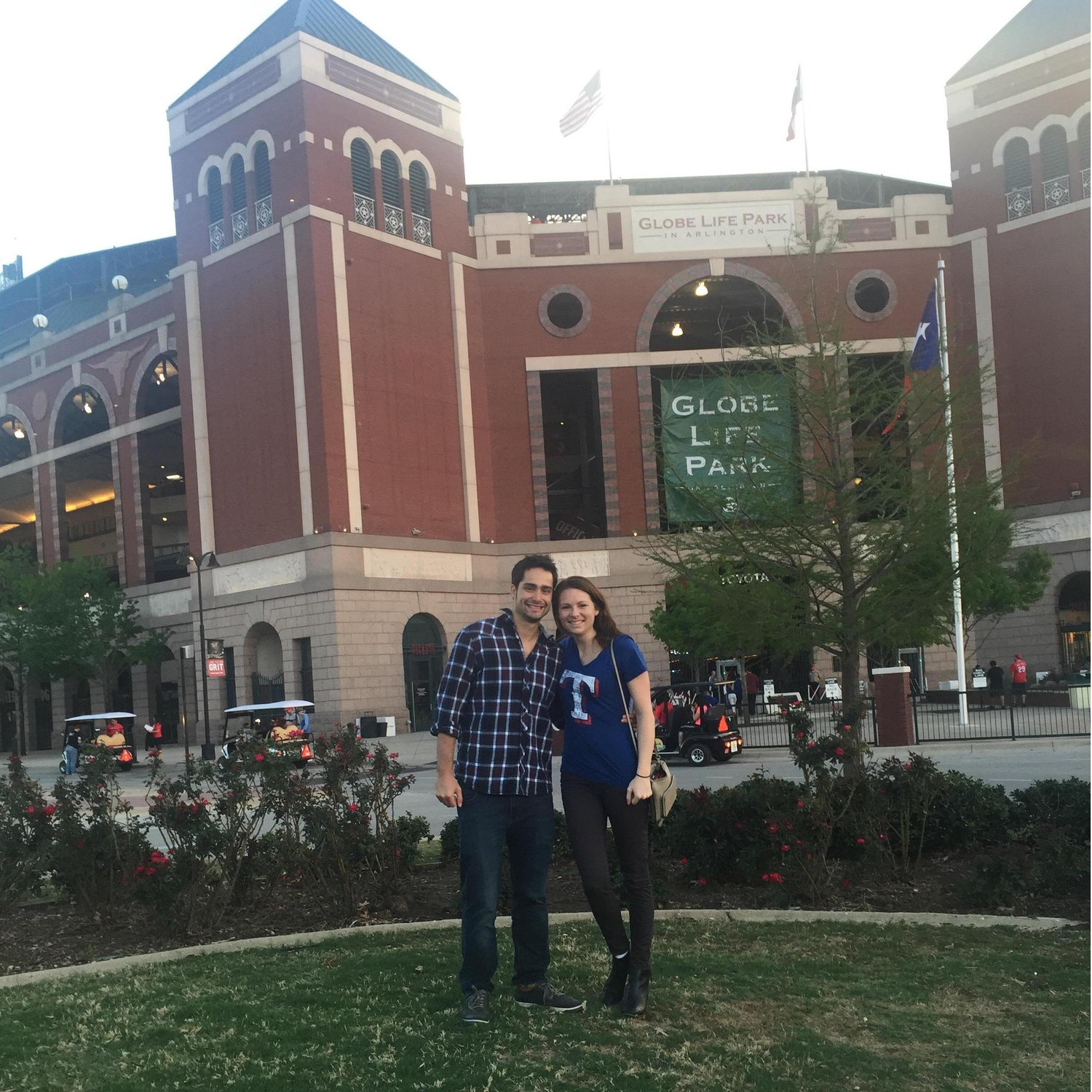 Cheering on the Texas Rangers.