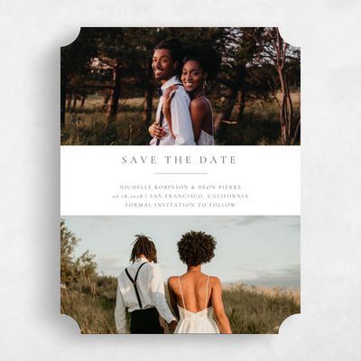 Green Ticket Wedding Save the Date - Brantley Portrait