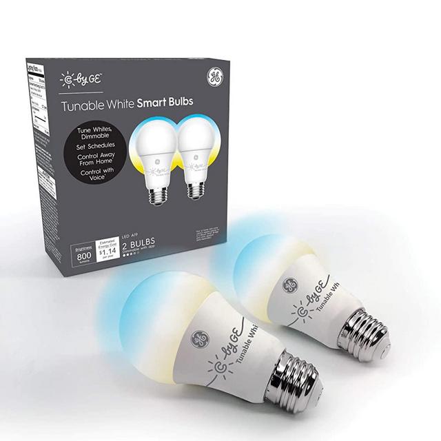 C by GE A19 Smart Light Bulb - Tunable White Light Bulb, 2-Pack, Works with Amazon Alexa and Google Home, Bluetooth Light Bulb