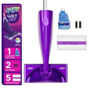 Swiffer WetJet Floor Mop Starter Kit (1 Spray Mop, 5 Mopping Pads, 1 Floor Cleaner Liquid Solution) - 8pc