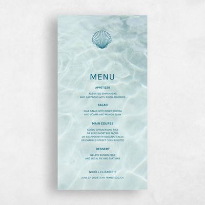 Iceberg, Blue Wedding Menu - Waterview