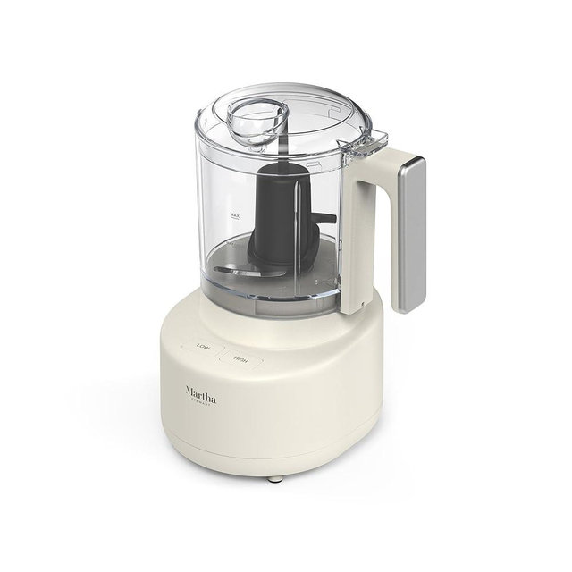 Martha Stewart 3 Cup Food Processor, Electric Vegetable Chopper, Stainless Steel Blades, 24oz BPA-Free Bowl, Pour Spout, Dicing, Mincing, Chop & Puree, Dishwasher Safe, Oil Chute, Easy-Clean, Linen