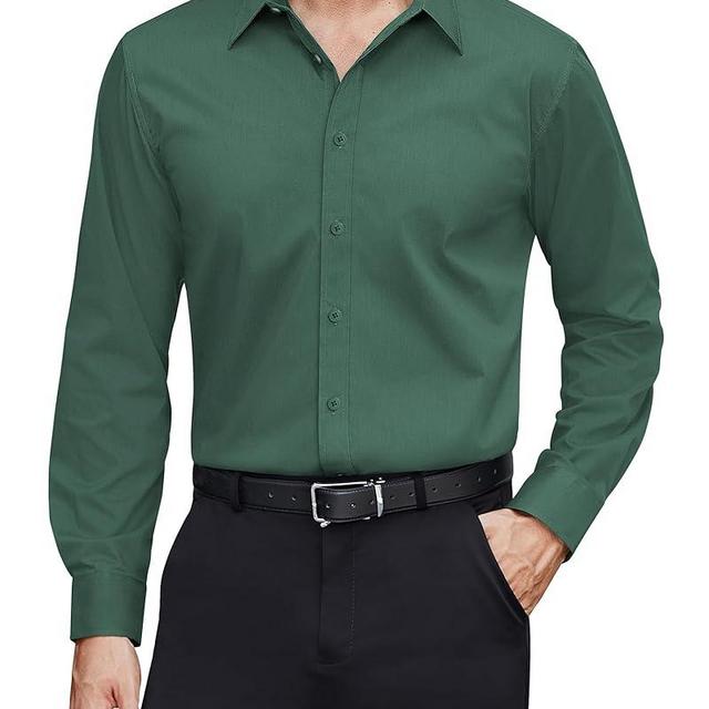J.VER Men's Dress Shirts Stretch Stain Shield Long Sleeve Solid Formal Shirt Business Casual Button Down Shirts