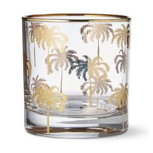 Gold Palm Tree Glasses, Set of 12 Double Old-Fashioned