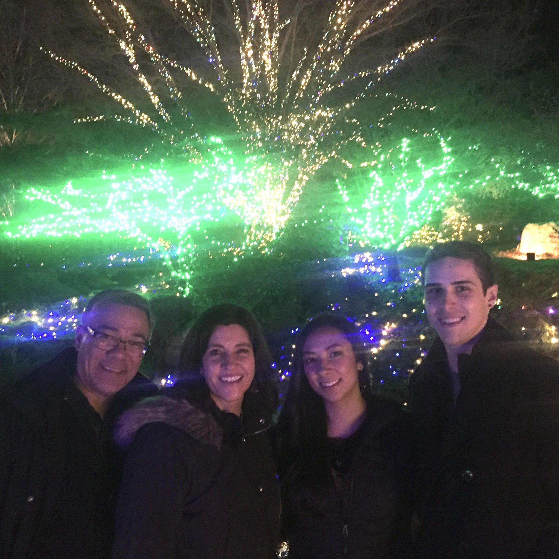 A Christmas light show with Elise's parents.