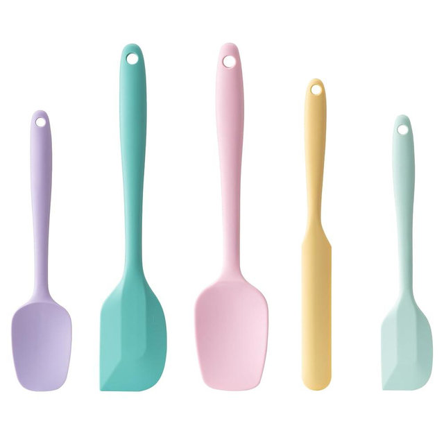 Silicone Spatula Set, 5 Piece Food Grade Rubber Spatulas for Baking, Cooking, and Mixing High Heat Resistant Non Stick Dishwasher Safe BPA-Free (Multicolor 3)