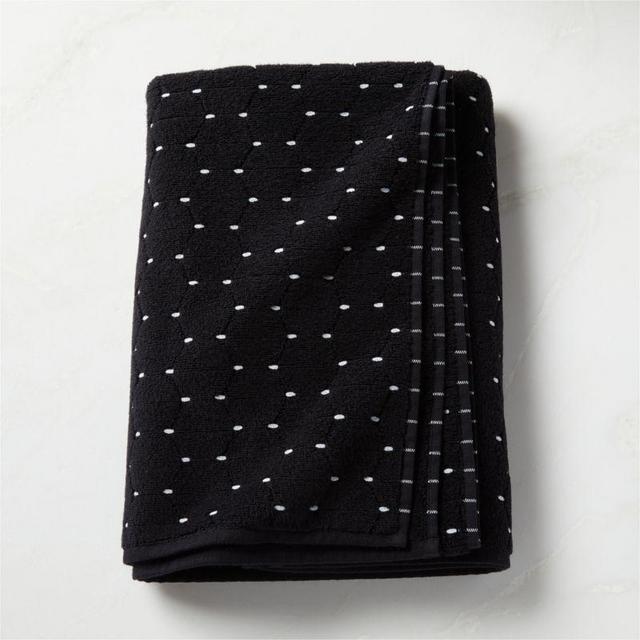 Abbie Organic Cotton Black and White Bath Towel