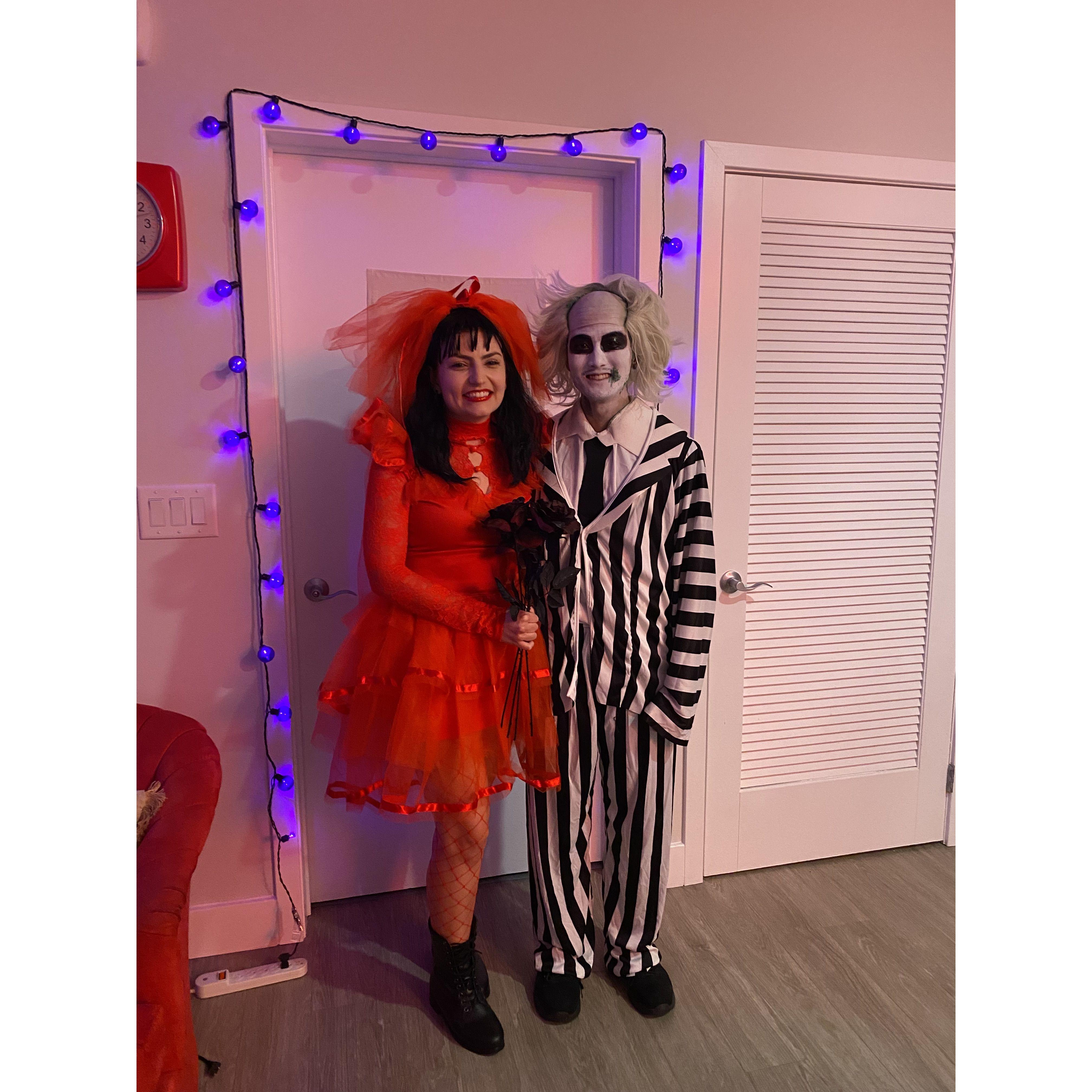 Beetlejuice and Lydia hosting the annual Halloween bash