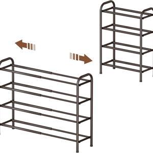 Gonfoam 4-Tier Expandable Shoe Rack,Adjustable Shoe Shelf Storage Organizer Heavy Duty Metal Free Standing Shoe Rack for Entryway Closet Doorway (Bronze)