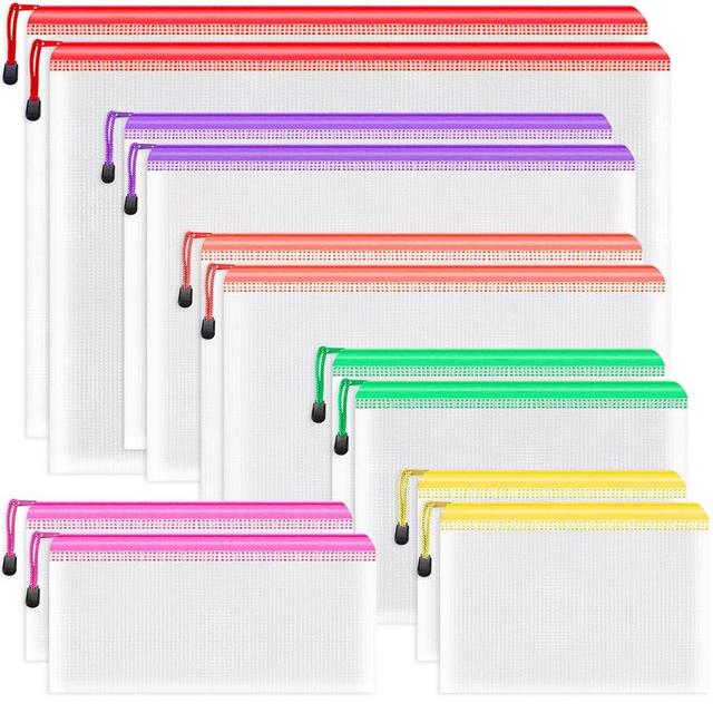 Umriox Zipper Bags, 6 Assorted Size (6 Colors, 12 Packs), Project Bags for Cross Stitch, Mesh Zipper Pouch for Office Supplies Travel Accessories and Board Games Storage
